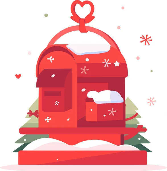 Handgezeichneter Weihnachts Briefkasten Flachem Stil Isoliert Auf Hintergrund — Stockvektor