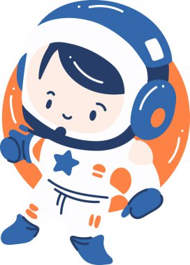 El çizimi astronot çocuk düz stil arka planda izole