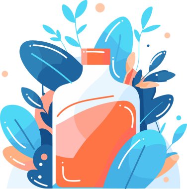 El çizimi kozmetik şişe arka planda izole düz stil seti