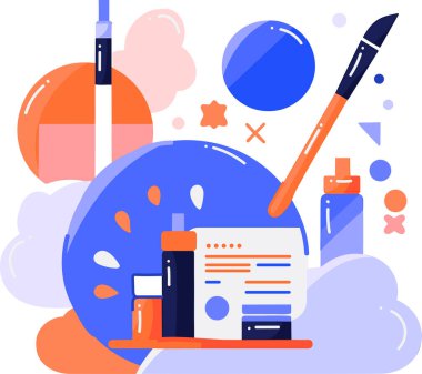 El çizimi kozmetik şişe arka planda izole düz stil seti