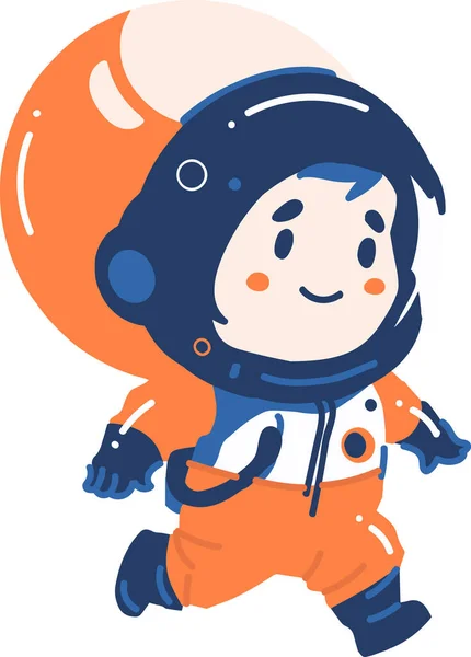 Hand Drawn Astronaut Boy Flat Style Isolated Background — Stock Vector