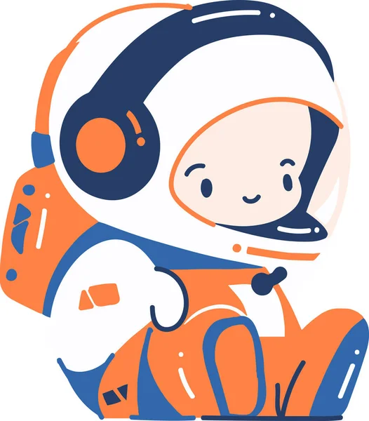 Ręcznie Rysowane Astronauta Chłopiec Płaskim Stylu Izolowane Tle — Wektor stockowy