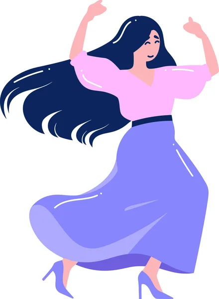 Handgezeichnete Glückliche Frau Tanzt Flachen Stil Isoliert Auf Dem Hintergrund — Stockvektor