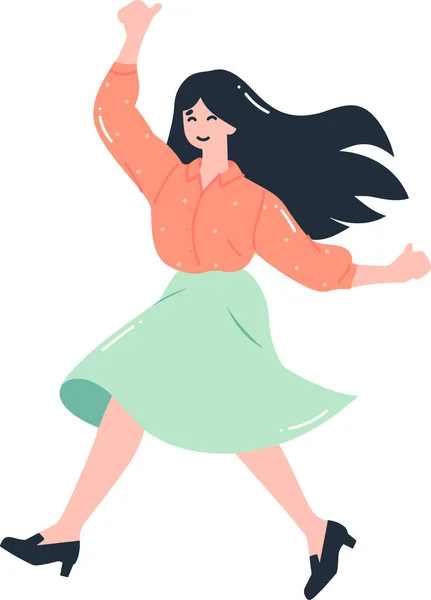 Handgezeichnete Glückliche Frau Tanzt Flachen Stil Isoliert Auf Dem Hintergrund — Stockvektor