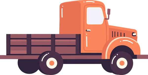 Hand Drawn Orange Truck Flat Style Isolated Background — Stock Vector