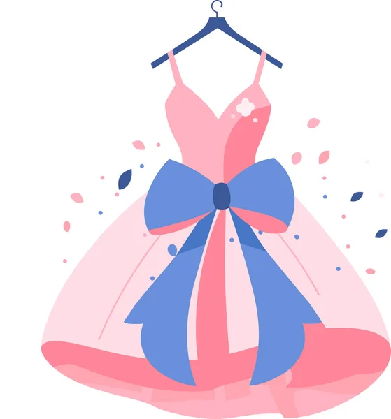 Main Dessinée Belle Élégante Robe Mariée Dans Style Plat Isolé — Image vectorielle