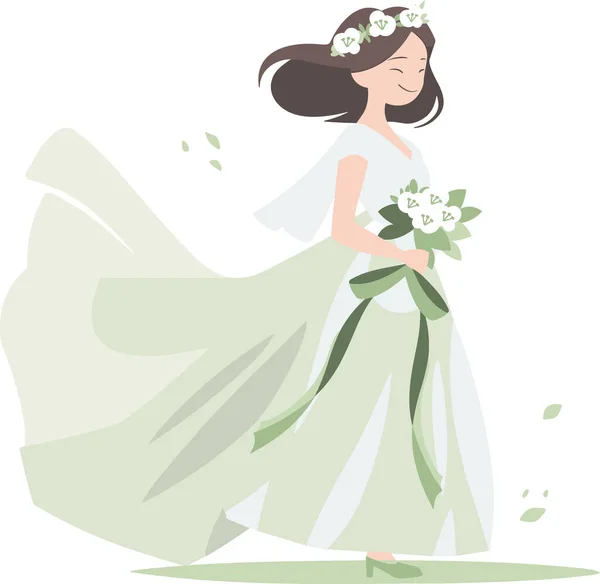 Handgezeichnetes Schönes Und Elegantes Hochzeitskleid Flachem Stil Isoliert Auf Hintergrund — Stockvektor