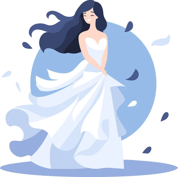 Рисует Красивое Элегантное Свадебное Платье Плоском Стиле Фоне — стоковый вектор