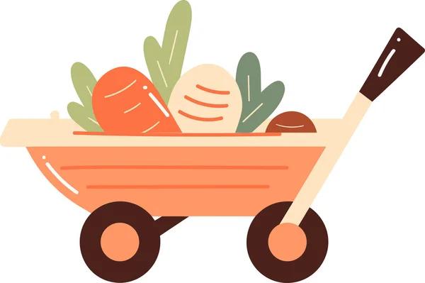 手绘蔬菜手绘小车 背景隔离 风格扁平 — 图库矢量图片