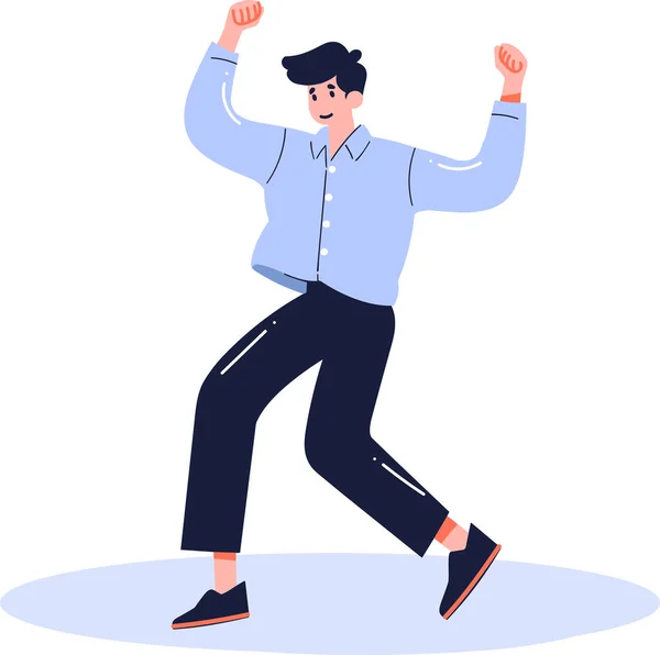 Çizilmiş Mutlu Adam Arka Planda Tek Başına Dans Ediyor — Stok Vektör
