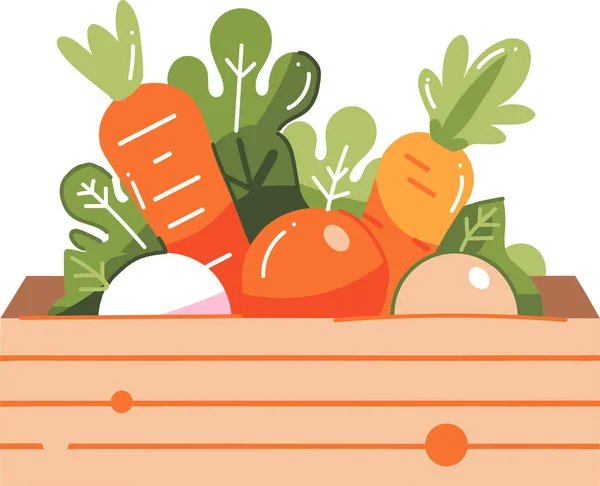 Ručně Kreslené Ovoce Zelenina Krabicích Plochém Stylu Izolované Pozadí — Stockový vektor