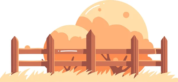 Hand Drawn Farm Fence Flat Style Isolated Background — Stock Vector