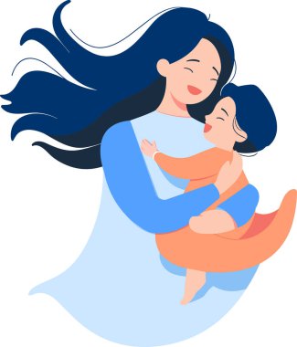 El yapımı anne arka planda izole edilmiş bir şekilde çocuğunu mutlu bir şekilde kucaklıyor.