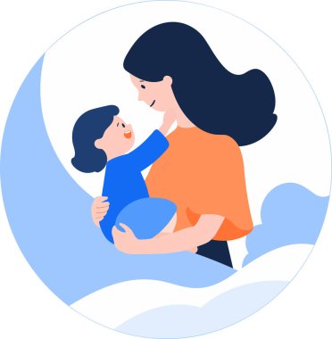 El yapımı anne arka planda izole edilmiş bir şekilde çocuğunu mutlu bir şekilde kucaklıyor.