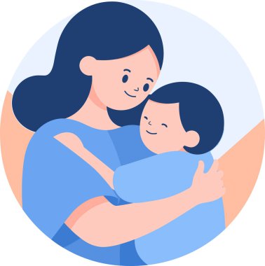El yapımı anne arka planda izole edilmiş bir şekilde çocuğunu mutlu bir şekilde kucaklıyor.