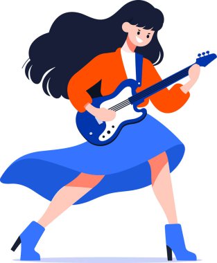 El çizimi müzisyenler gitar çalıyor ve arka planda izole bir şekilde şarkı söylüyor.