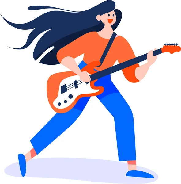 stock vector Hand Drawn musicians playing guitar and singing in flat style isolated on background