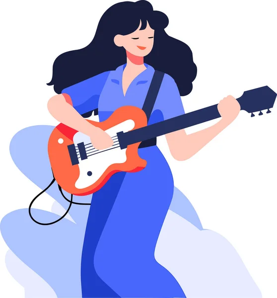 Hand Drawn Musicians Playing Guitar Singing Flat Style Isolated Background — Stock Vector