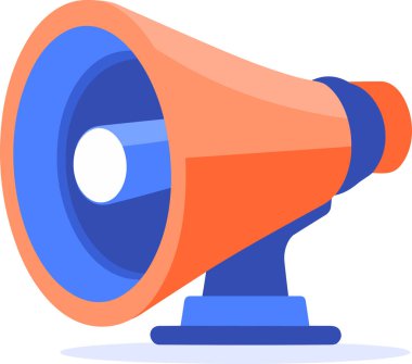 UX UI 'de reklam için renkli megafon arkaplanda izole edilmiş düz biçim