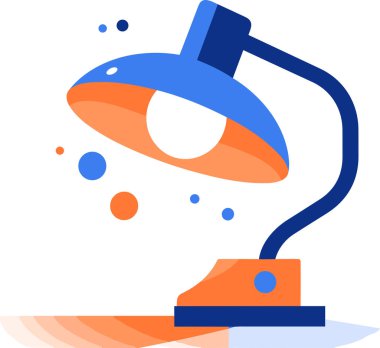 UX UI düz biçimli ofis masasındaki lamba arkaplanda izole