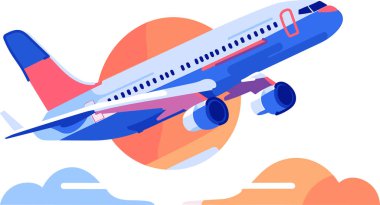 Uçak UX UI düz stiliyle kalkıyor. Arka planda izole edilmiş