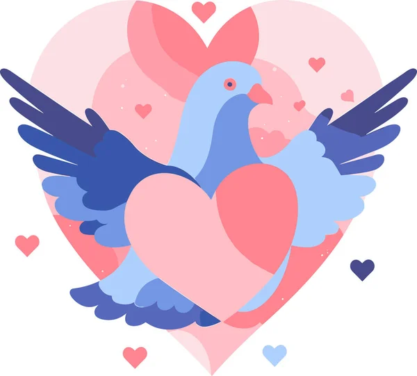 Düğün Konseptinde Kalbi Olan Beyaz Güvercin Arka Planda Izole Edilmiş — Stok Vektör