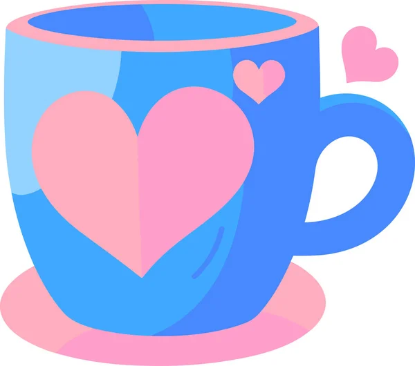 Taza Café Con Corazón Estilo Plano Aislado Fondo — Vector de stock