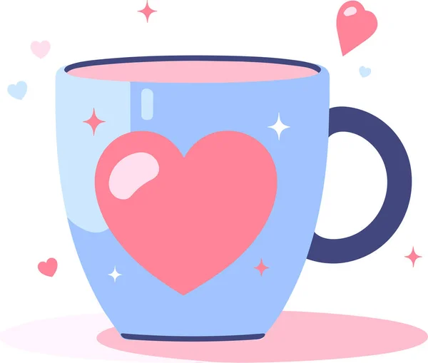 Κούπα Καφέ Καρδιά Επίπεδη Στυλ Που Απομονώνονται Φόντο — Διανυσματικό Αρχείο