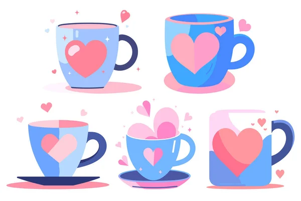 Kaffeebecher Mit Herz Flachen Stil Isoliert Auf Hintergrund — Stockvektor