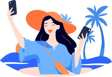 Tatilde deniz kenarında dinlenen el yapımı turistler arka planda izole edilmiş bir şekilde izole edilmiş.