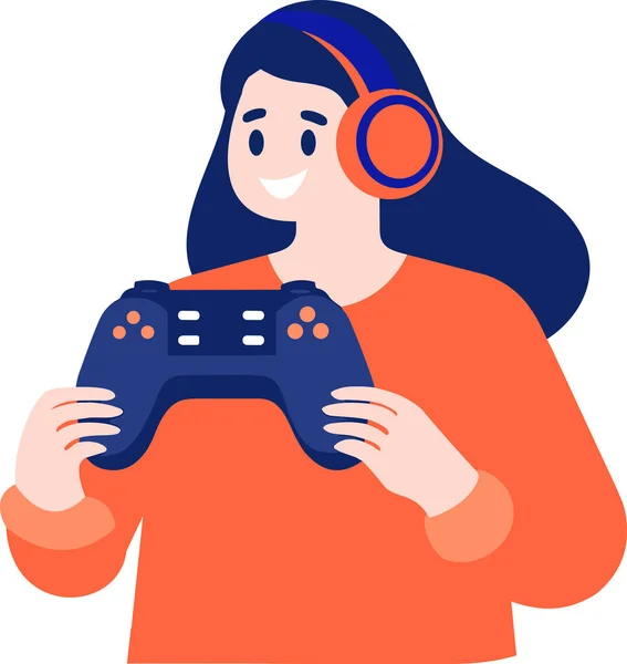 Premium Vector  Cute gamer girl logo holding a joystick to play online  games