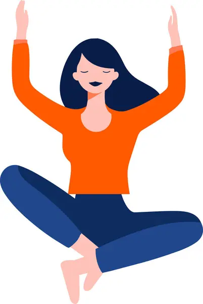 Handgezeichnete Weibliche Figur Beim Yoga Oder Meditieren Flachem Stil Isoliert — Stockvektor