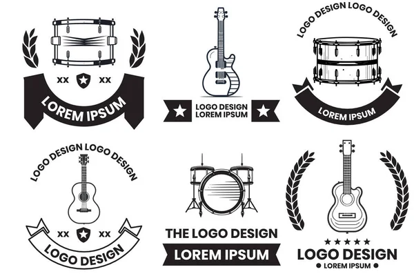 Logotipo Del Instrumento Musical Estilo Arte Línea Plana Aislado Sobre — Vector de stock