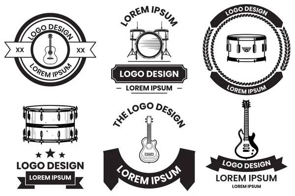 Arkaplanda Izole Edilmiş Düz Çizgi Sanat Tarzı Müzik Aleti Logosu — Stok Vektör