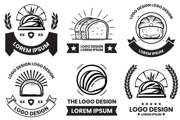 Ekmek Dükkanı Logosu Arka Planda Izole Edilmiş Düz Çizgi Sanat — Stok Vektör