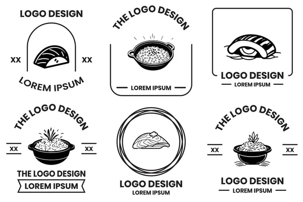 Nourriture Japonaise Logo Alimentaire Chinois Dans Style Art Plat Isolé — Image vectorielle
