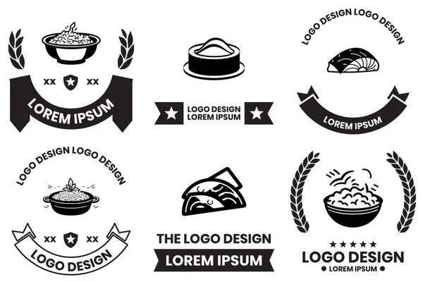 Japon Yemeği Çin Yemek Logosu Arka Planda Izole Edilmiş Düz — Stok Vektör