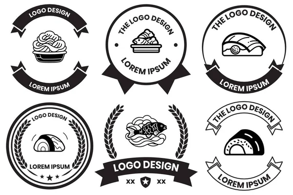 Japon Yemeği Çin Yemek Logosu Arka Planda Izole Edilmiş Düz — Stok Vektör