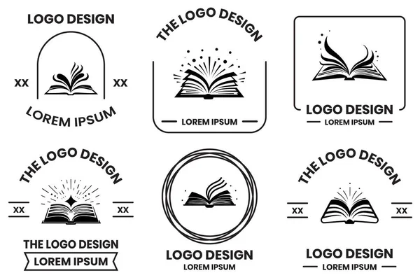 Logo Libro Abierto Estilo Arte Línea Plana Aislado Fondo — Archivo Imágenes Vectoriales