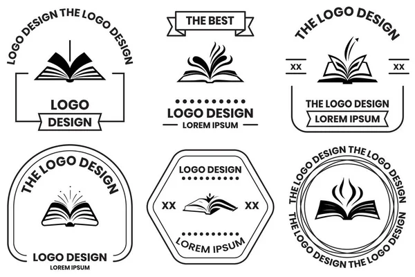 Arkaplanda izole edilmiş düz çizgi resim tarzında açık kitap logosu