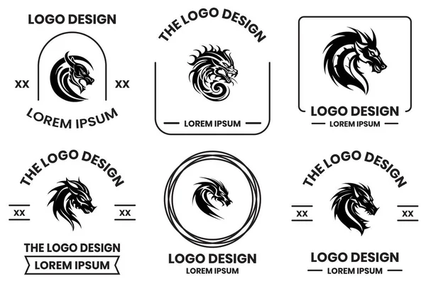 Drake Logotyp Platt Linje Konst Stil Isolerad Bakgrund — Stock vektor