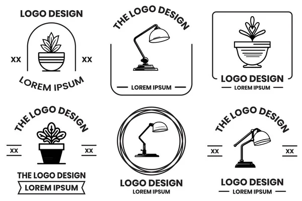 Logotipo Muebles Para Hogar Oficina Estilo Arte Línea Plana Aislado — Archivo Imágenes Vectoriales