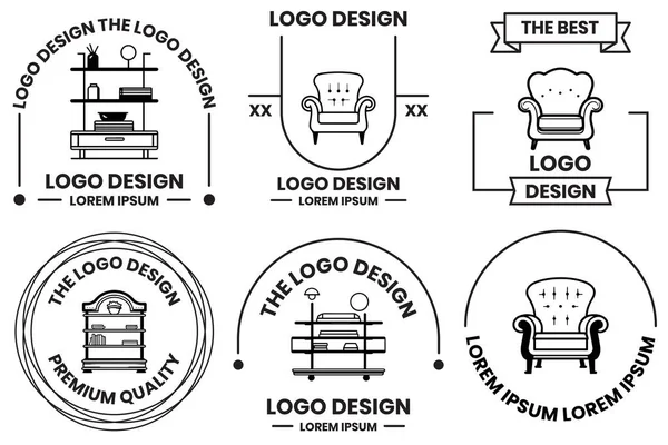 Logotipo Muebles Para Hogar Oficina Estilo Arte Línea Plana Aislado — Archivo Imágenes Vectoriales