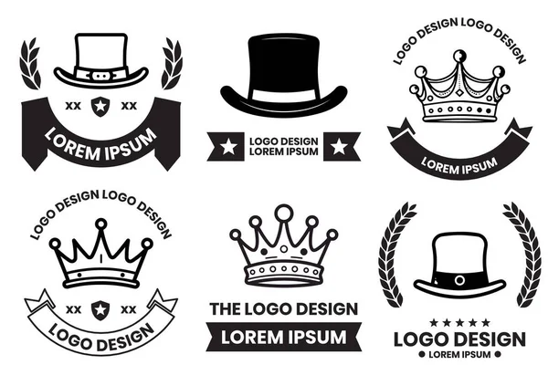 Arka Planda Izole Edilmiş Düz Çizgili Şapka Taç Logosu — Stok Vektör