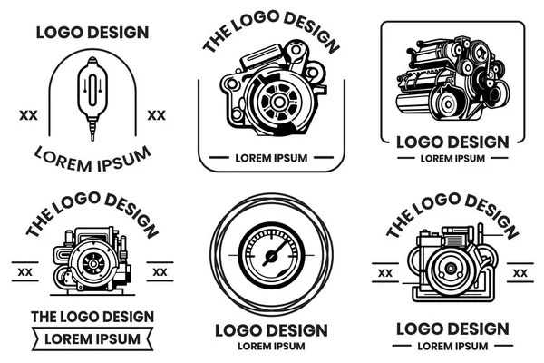 Logo Moteur Pour Les Machines Dans Style Art Plat Isolé — Image vectorielle