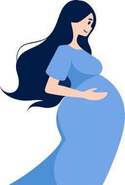 El yapımı anne ya da arka planda izole edilmiş düz stil hamile kadın.