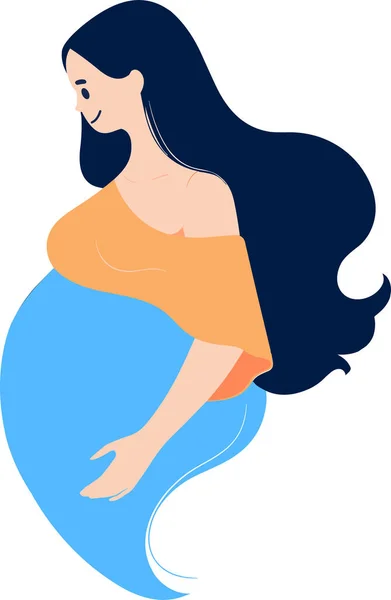 Ручной Рисунок Мать Беременная Женщина Плоском Стиле Изолированы Заднем Плане — стоковый вектор