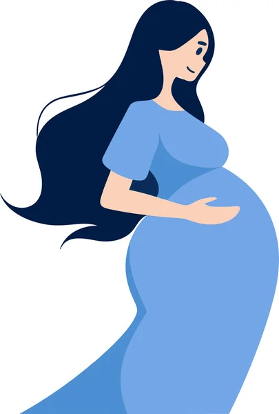 Ручной Рисунок Мать Беременная Женщина Плоском Стиле Изолированы Заднем Плане — стоковый вектор