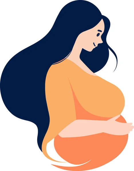 Hand Drawn Mother Pregnant Woman Flat Style Isolated Background — Stock Vector