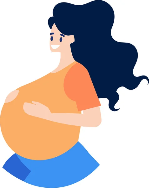 Ručně Kreslené Matka Nebo Těhotná Žena Plochém Stylu Izolované Pozadí — Stockový vektor